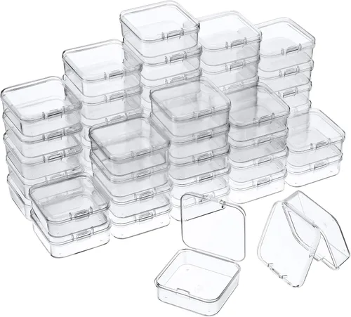 Vista 9 de Jetec Paquete de 36 cajas de plástico transparente para contenedores pequeños, cajas organizadoras de cuentas con tapa con bisagras, estuche