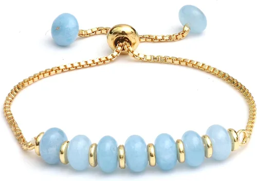 Vista 14 de Gempires - Pulsera de cuentas redondas naturales, chapada en oro amarillo de 14 quilates, joyería hecha a mano, pulseras ajustables para mujer