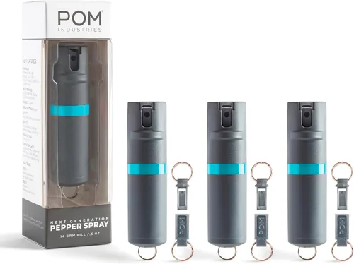 Vista 21 de POM Pepper Spray Keychain, Quick Key Release for Instant Access, Flip Top Safety, Maximum Strength OC Formula with UV Marking Dye, 25 Bursts, 10 ft