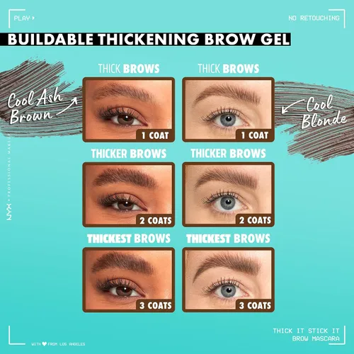 Vista 5 de NYX PROFESSIONAL MAKEUP Thick It Stick It Máscara Engrosante para Cejas, Gel para Cejas - Taupe