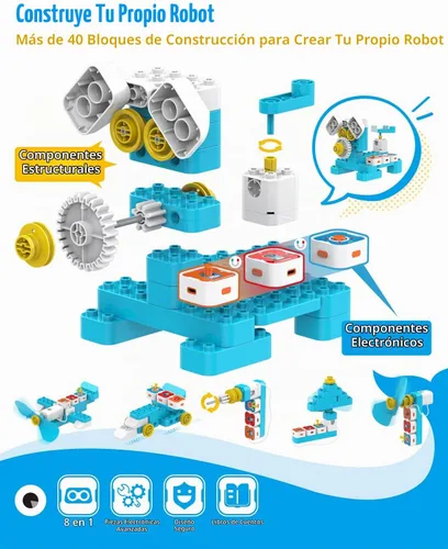 Vista 2 de WhalesBot Juguete de codificación A1 para niños, robot de bloques de construcción, divertido juguete STEM con controlador magnético y bloques