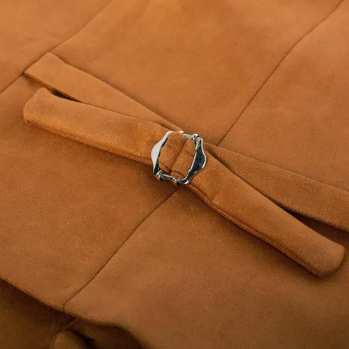 Vista 6 de Chaleco de traje de cuero de ante para hombre, chaleco bordado casual, ajustado, chaleco occidental