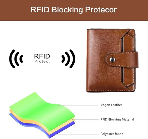 Vista 7 de BROMEN Maletín de cuero para mujer 15.6 pulgadas portátil bolso de hombro negro con marrón y mujeres cuero RFID blcoking cremallera cartera marrón