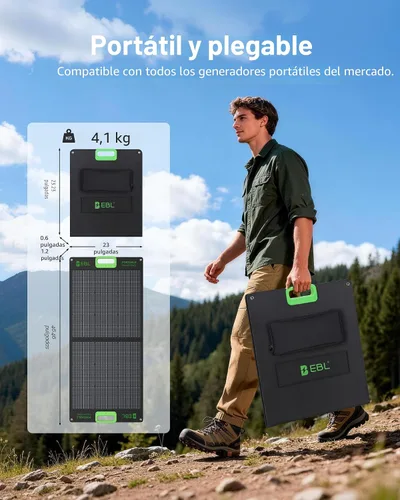 Vista 6 de EBL Panel Solar 100W Panel Solar Portátil (Actualizado) para Estación de Energía 240/300/500/1000/1500/2000, con Soporte Ajustable y Cable Paralelo