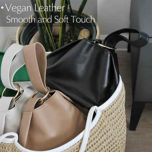 Vista 3 de Bolso de mano para mujer, de piel vegana, suave, con asa superior, bolso pequeño