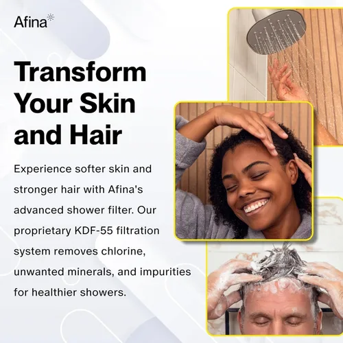Vista 3 de Afina Cabezal de ducha filtrado, filtro de ducha para agua dura, mejora la piel y el cabello eliminando el cloro y los productos químicos tóxicos