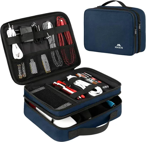 Vista 18 de MATEIN Bolsa organizadora de cables, bolsa de almacenamiento de viaje Negro (Antique Black)