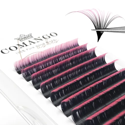 Vista 16 de CoMango Easy Fan - Extensiones de pestañas rizadas C/D de 0.05/0.003 in, pestañas de volumen que florecen automáticamente, color negro mate 2D-20D
