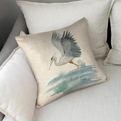 Vista 7 de Fundas de Almohada de Lino con Estampado de Bailarinas Azules en Costa 18x18 para Sofá, Almohada Decorativa para Sofá, Exterior