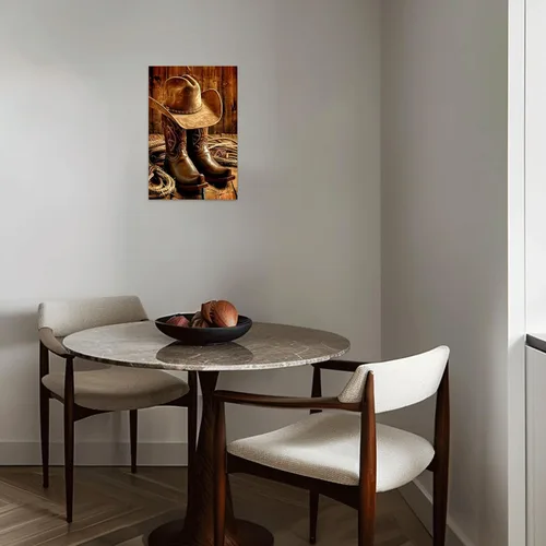 Vista 4 de SWQYLB Lienzo de vaquero occidental para pared, diseño vintage de sombrero y botas, impresiones de pintura de rodeo occidental, cueva para hombre