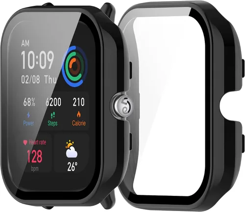 Vista 9 de Funda protectora compatible con Amazfit GTS 4 Mini protector de pantalla, carcasa completa de policarbonato duro, antiarañazos, cubierta completa