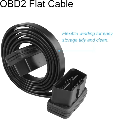 Vista 5 de YACSEJAO 16Pin OBD2 macho a hembra Cable de extensión 3FT OBD II Cinta plana Adaptador de diagnóstico de coche con conectores en ángulo
