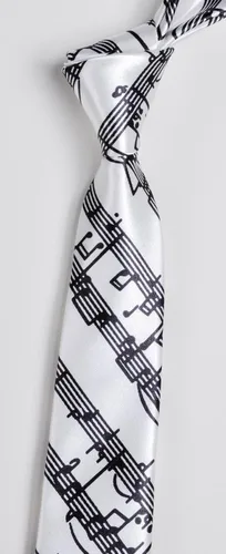 Vista 4 de Corbata estampada con notas musicales para hombres y niños, súper flaca, con tema divertido