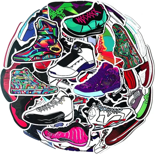 Vista 2 de 100 calcomanías de baloncesto para zapatos de baloncesto para computadora, botella de agua, patineta, hidroflask, automóvil, bicicleta, equipaje