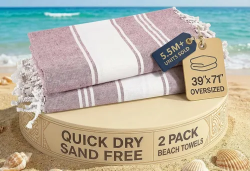 Vista 94 de LANE LINEN - Paquete de 4 toallas de playa de gran tamaño, toalla de piscina prelavada, extragrande, de secado rápido y sin arena, toalla de viaje