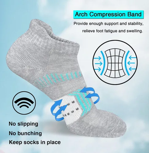 Vista 5 de suaskk Calcetines tobilleros acolchados para mujer, cómodos, antiampollas, 5 pares