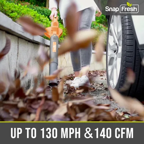 Vista 2 de SnapFresh Soplador de hojas inalámbrico Soplador eléctrico de hojas de 20 V con batería de 2.0 Ah y cargador Soplador de hojas ligero de 2