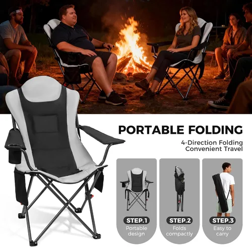 Vista 5 de OUTSIDER - Silla de camping plegable con calefacción de 3 posiciones Heavy Duty 350 Lbs Capacity Camping Chairs with 3 Heat Levels, Cup Holder