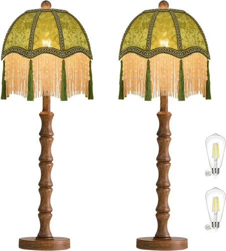 Vista 22 de ILLMTW Lámpara de mesa de flores para dormitorio, sala de estar, pequeñas lámparas doradas, regulables, estilo bohemio, con pantalla de cristal