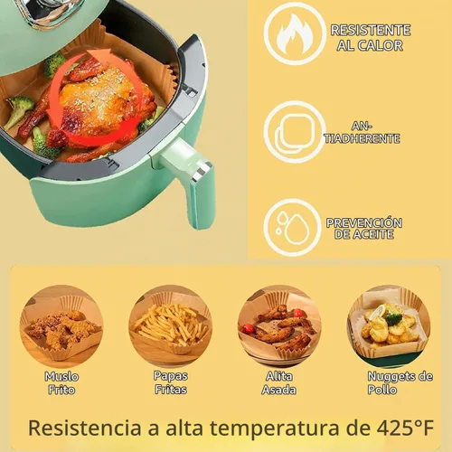 Vista 6 de Forros de papel para freidora de aire, 125 forros desechables antiadherentes, papel de hornear para freidora de aire, a prueba de aceite