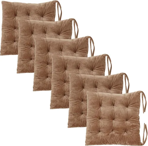 Vista 27 de Juego de 2 cojines para sillas de comedor con lazos, almohadilla antideslizante para silla de cocina para interior y tapete de asiento de comedor