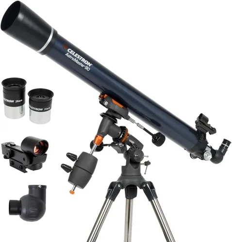 Vista 11 de Celestron – Telescopio AstroMaster 70AZ – Telescopio refractor – Óptica de vidrio totalmente recubierta – Trípode de altura ajustable – Paquete