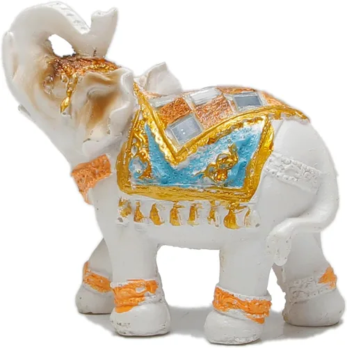 Vista 9 de Juego de 2 estatuas y figuras de elefante - Regalos de elefante de la suerte y la riqueza para decoración del hogar - Estatua con trompa hacia