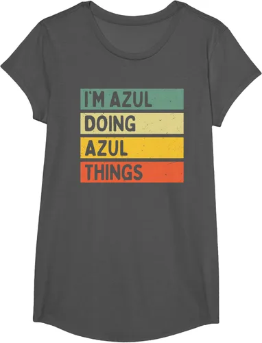 Vista 28 de Camiseta divertida con cita personalizada con texto en inglés "I'm Azul Doing Azul Things