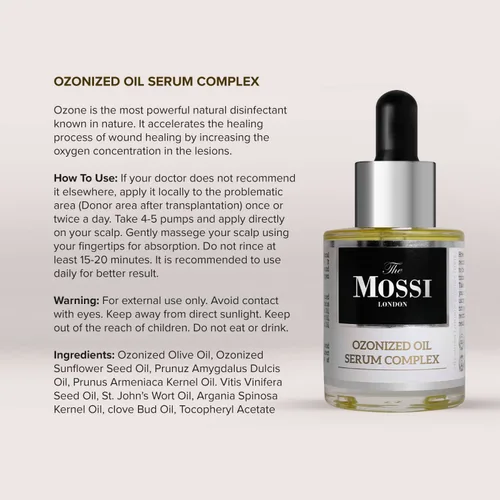 Vista 3 de The Mossi London - Suero ozonizado para el cabello y el cuero cabelludo - Tratamiento de aceite de oliva ozonizado al 50% para hebras de aspecto más
