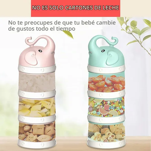 Vista 4 de Dispensador de fórmula de leche en polvo para bebés, dispensador de fórmula apilable, botella Mixie para viajes, soporte de fórmula de gran