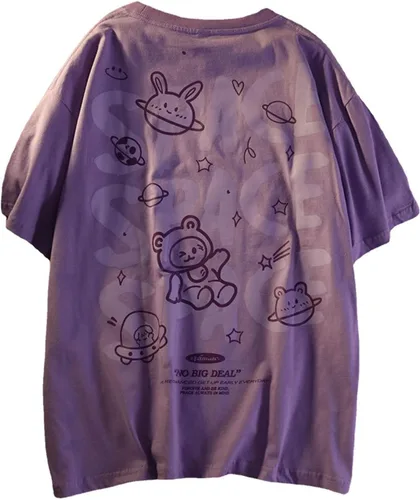 Vista 16 de Camiseta gótica para mujer, Y2K Harajuku, tops gráficos de algodón, ropa de anime 586 Gris Oscuro