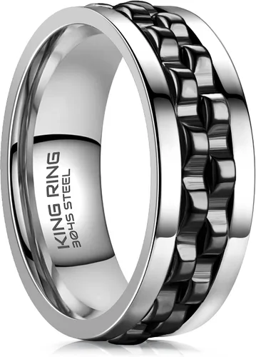 Vista 13 de King Ring Anillos giratorios de engranajes de 0.315 pulgadas – Anillos para ansiedad ultra pulidos para hombres y mujeres – Diseñado en Estados