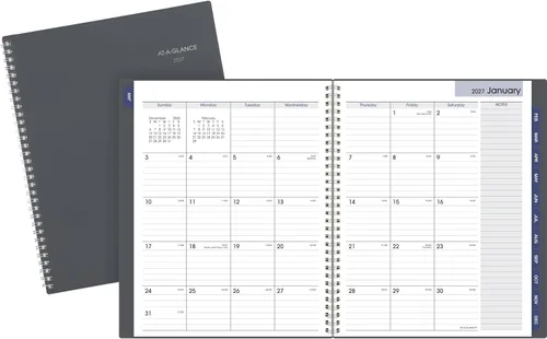 Vista 9 de AT-A-GLANCE Agenda 2027, mensual, 8.5 x 11 pulgadas, con pestañas, DayMinder, gris (GC4700727)