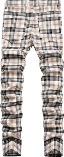 Vista 2 de Pantalones a cuadros para hombre, ajustados, elásticos, ajustados, chinos, golf, negocios, vestido casual
