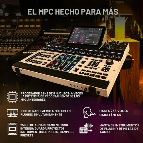 Vista 3 de Akai Professional Centro de producción musical independiente MPC XL Gris
