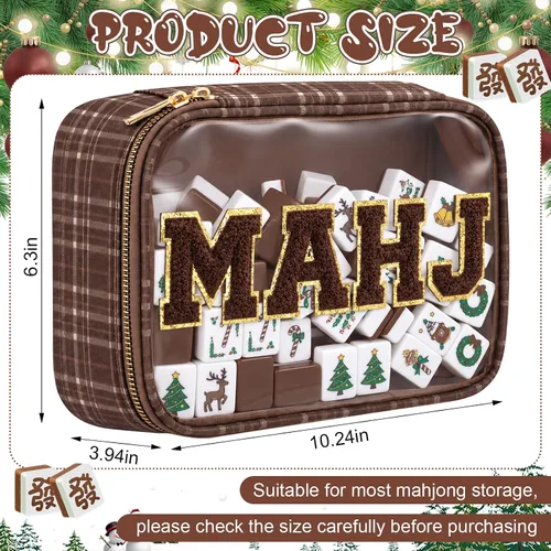 Vista 2 de Bolsa Mahjong American Mahjong Case impermeable, marrón tartán, Mahj Tartán marrón