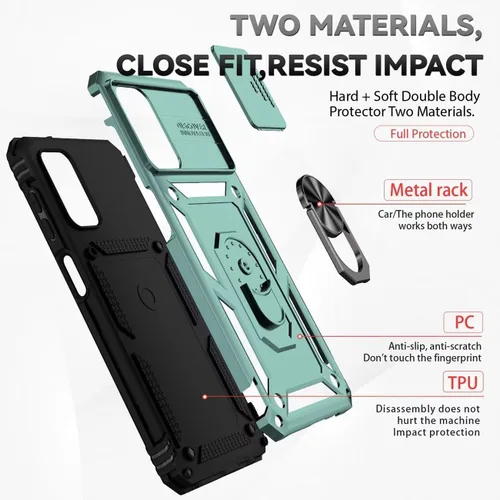 Vista 3 de Funda para Galaxy A32 5G, Samsung M32 5G SM-A326 con protector de pantalla de vidrio templado y cubierta de cámara deslizante, anillo magnético