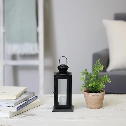 Vista 4 de Zingz & Thingz Outdoor Starlight Hanging Candle Lantern, Decorative Light Home Decor, 8" Tall, Black