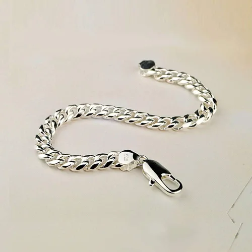 Vista 4 de Dankadi - Pulsera de plata para hombre, cadena cubana de 0.315in y 7.9in, para hombre