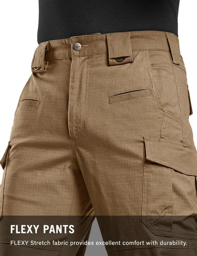 Vista 6 de CQR Men's Flex Stretch Tactical Pants, Water Resistant Ripstop Cargo Pants, Lightweight EDC Outdoor Hiking Work Pants