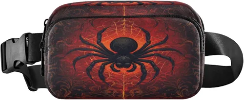 Vista 12 de Riñonera con patrón de lunares rojos y blancos para mujeres y hombres, cangurera pequeña, bolsa cruzada para exteriores, senderismo, correr, viajes