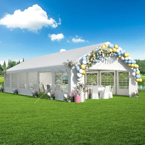 Vista 11 de GARTOO Carpa para Fiestas y Cochera de 13' x 26' - Cenador Resistente para Bodas al Aire Libre con 4 Bolsas de Arena, Toldo de Refugio para Eventos