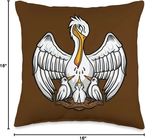 Vista 4 de Happy Catholics Pelican in Her Piety Catholic Symbols - Almohada tradicional de masa latina, 16 x 16 pulgadas, multicolor