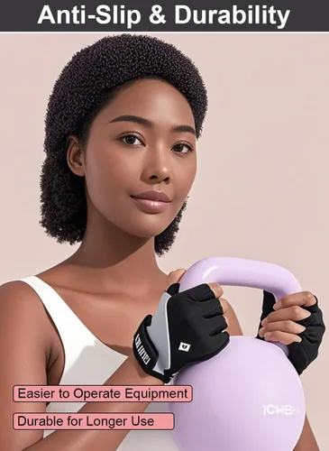 Vista 4 de Guantes de entrenamiento para mujeres y hombres, de gel de sílice semisólido, antideslizantes, guantes de levantamiento de pesas para mujeres