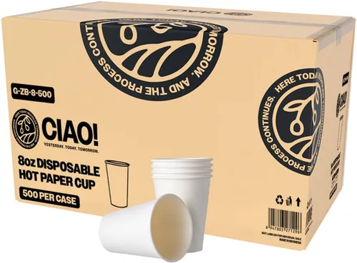 Vista 9 de CIAO! Taza de café de 8 onzas con tapa de cúpula negra, (80 mm) 1,000 unidades Negro (black Lids)