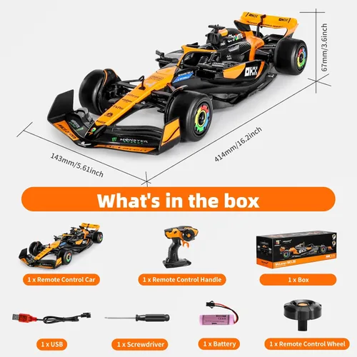 Vista 6 de MIEBELY Auténtico auto de control remoto McLaren F1 con licencia 1/14 – Serie de autos RC de la colección Fórmula 1 para niños y adultos