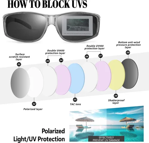 Vista 12 de Night Vision Driving Glasses for Men & Women - Polarized Anti Glare Fit Overs with Wrap-Around HD Yellow Lens