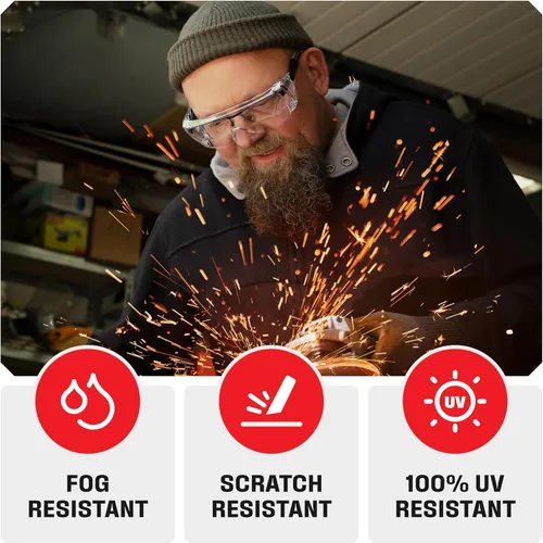 Vista 3 de NoCry Gafas de seguridad para mujeres y hombres – Gafas de seguridad con protectores laterales, antivaho y protección UV380 y certificación ANSI