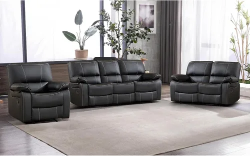 Vista 24 de EBELLO Silla reclinable manual de piel sintética, con respaldo cómodo y respaldo reclinable, muebles de primera calidad para sala de estar, muebles