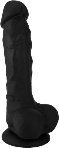 Vista 4 de Pene de silicona realista de 8 pulgadas con ventosa, consolador, Negro, 1, 1